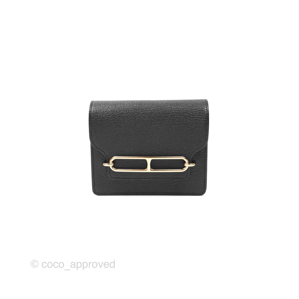 Hermès Roulis Slim Wallet Noir Gold Hardware 