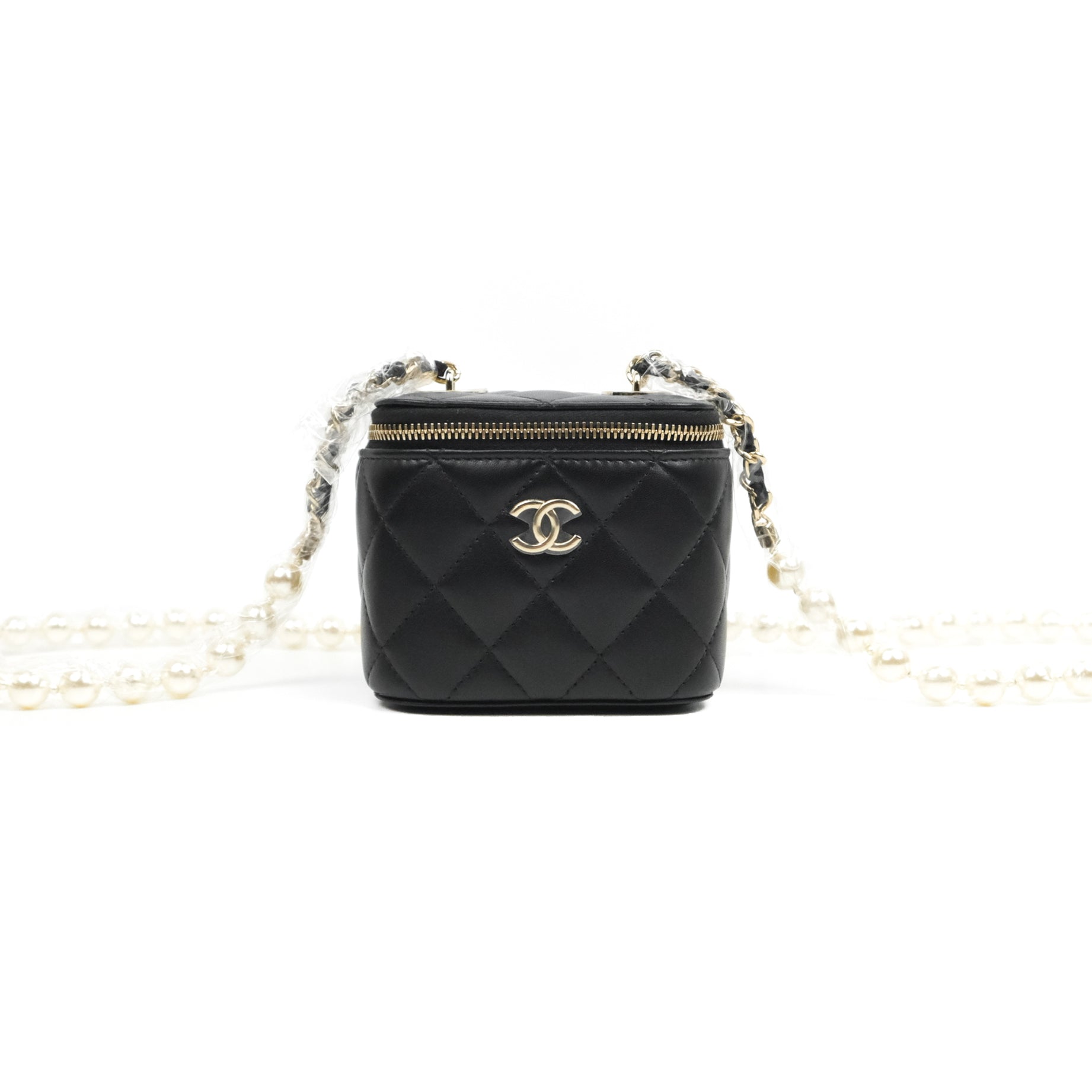 Chanel Black Quilted Lambskin CC Pearl Jewelry Box