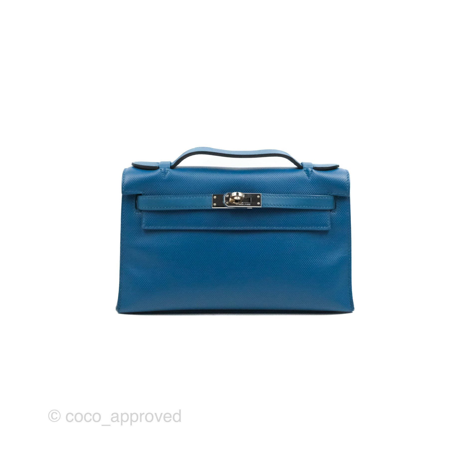 Hermès Kelly Pochette Clutch Blue Izmir Swift/Cigar Palladium