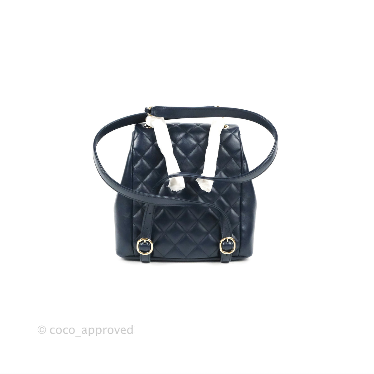 Chanel Duma Backpack Medium Navy Calfskin Gold Hardware 23P Coco