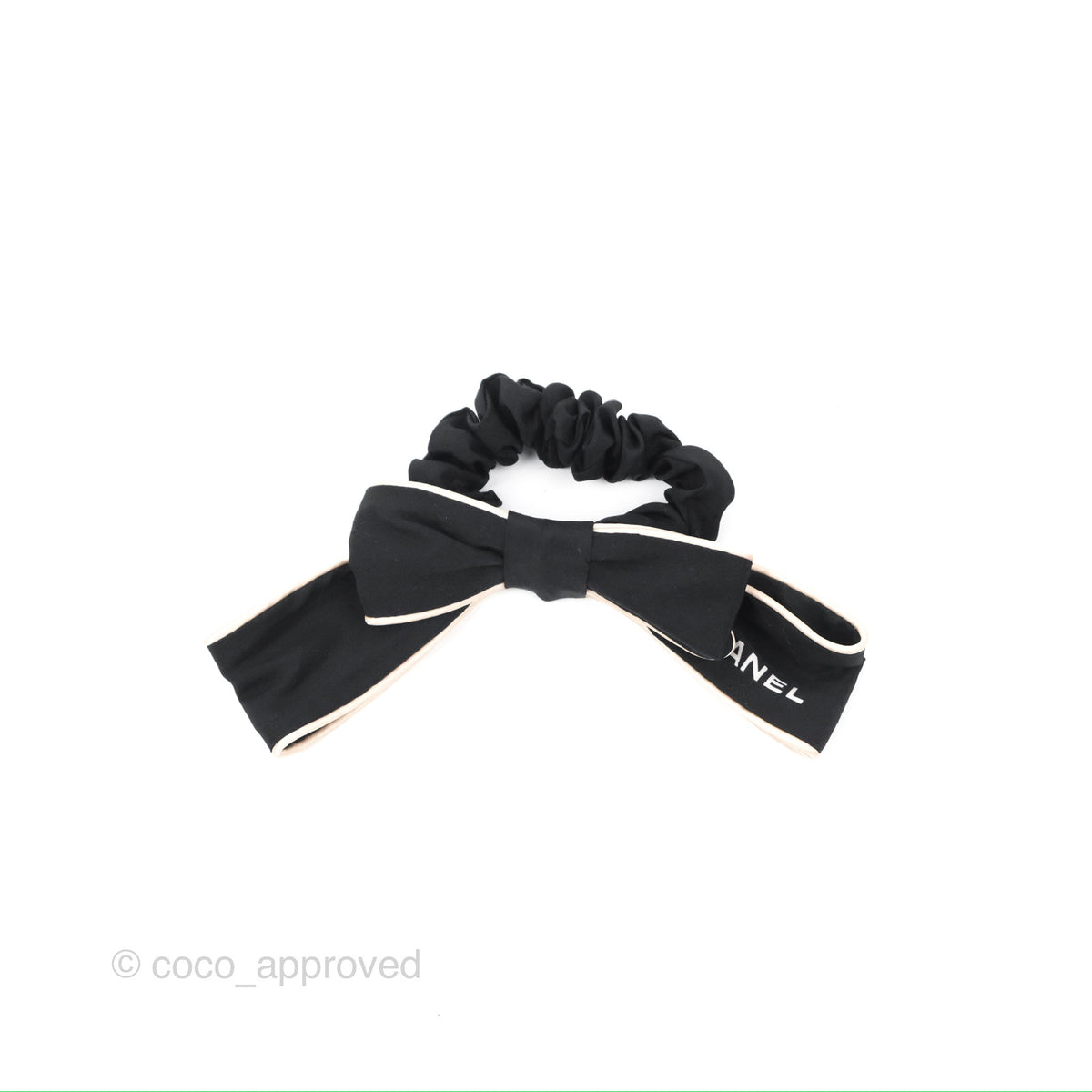 Chanel Bow Silk Hair Accessory Ivory & Black – Coco Approved  display picture 1