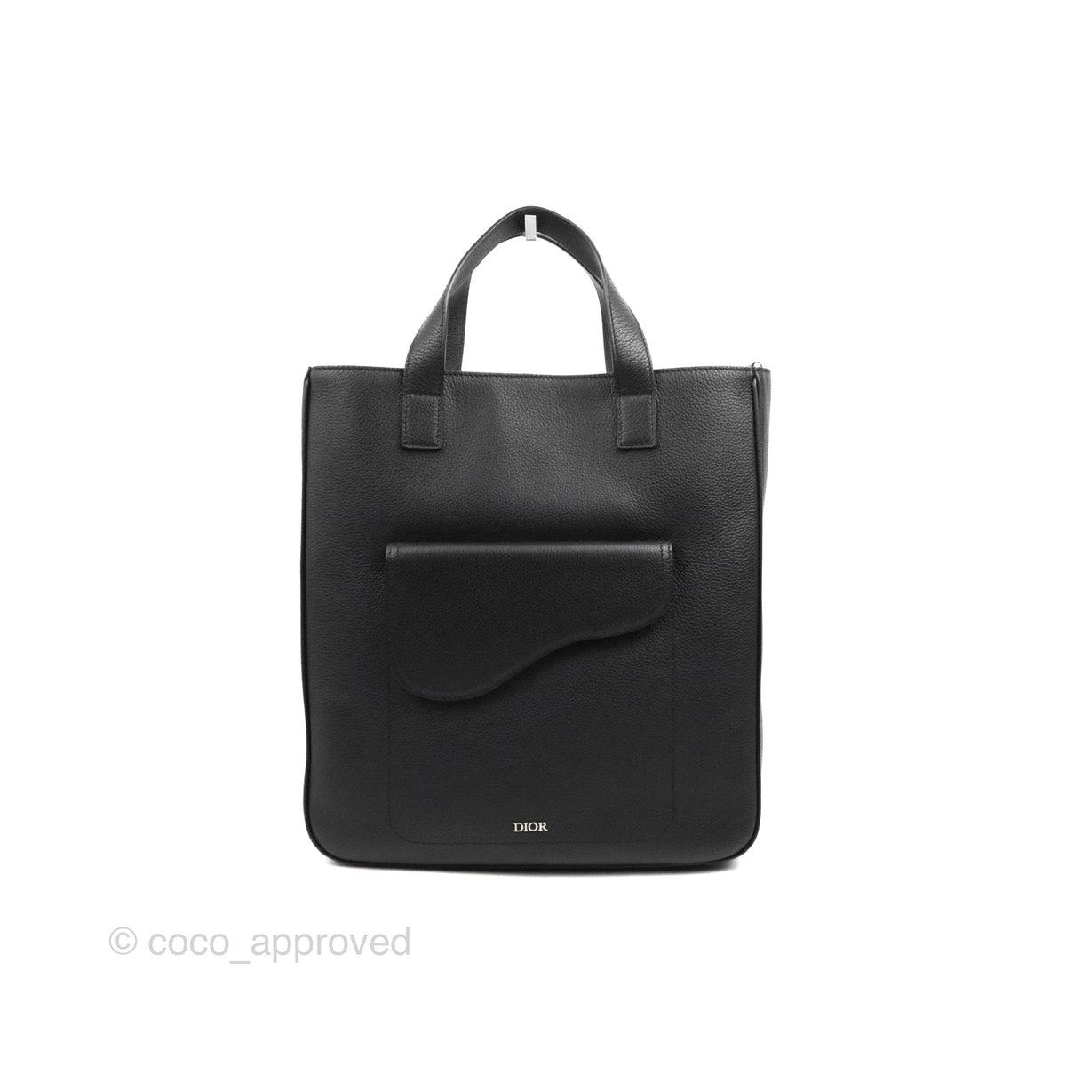 Dior Men s Saddle Tote Bag with Shoulder Strap Black Grained