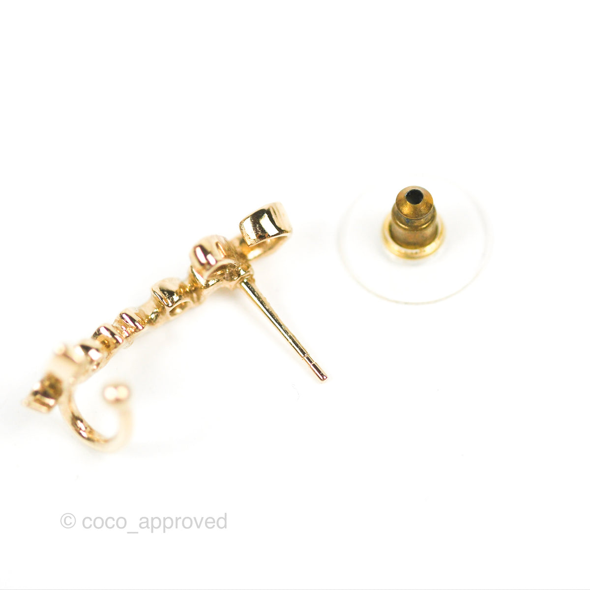 Chanel CC Coco Crystal Earrings Ear Cuff Gold Tone 22P – Coco