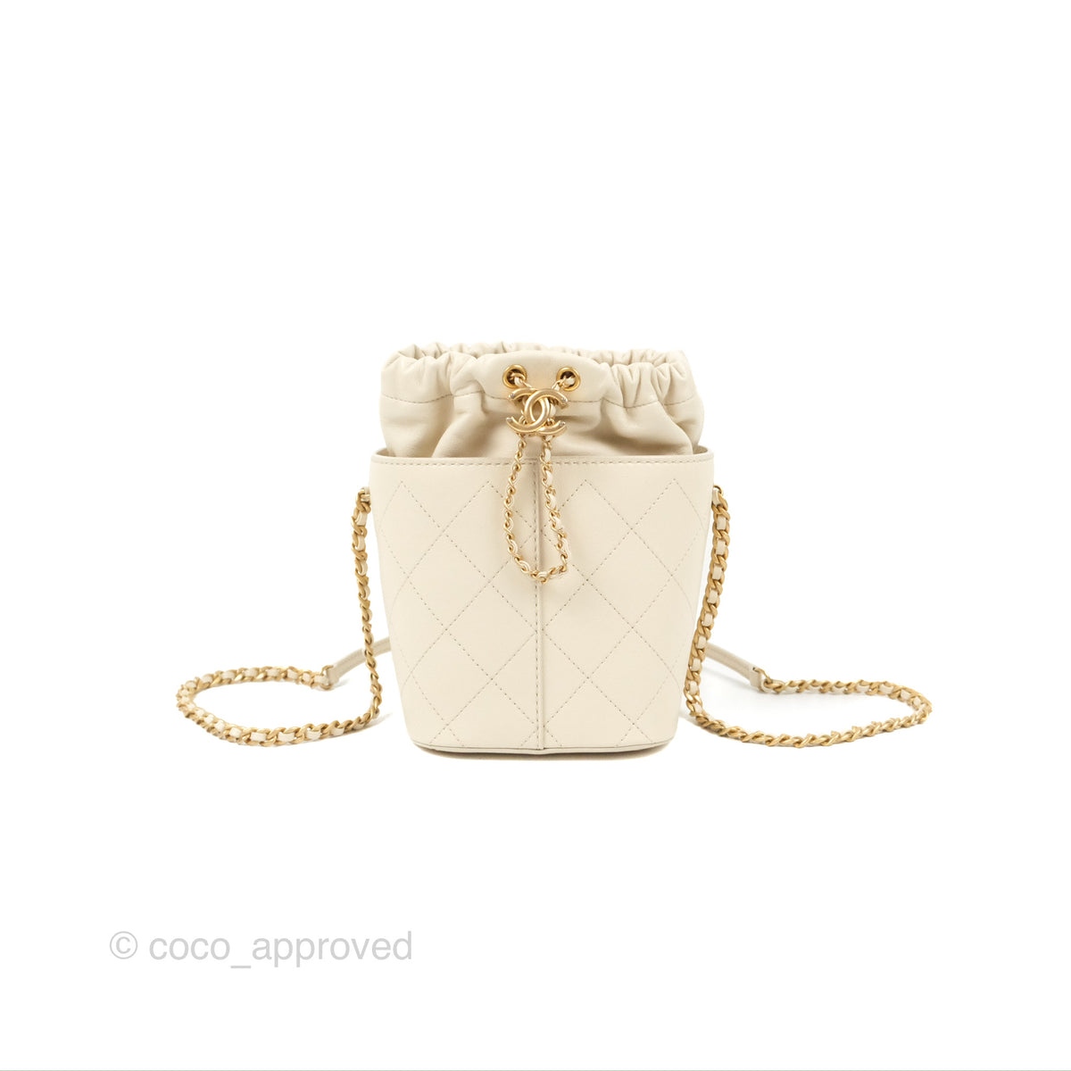 CHANEL Lambskin Quilted Nano Cube Drawstring Bucket Bag – AuthenticFab