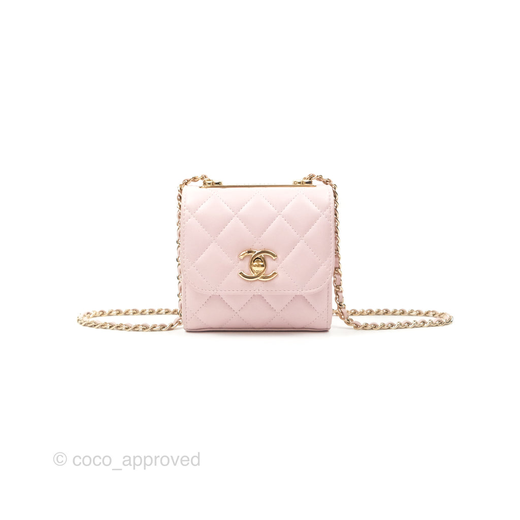 Chanel Mini Quilted Trendy CC Clutch With Chain Lilac Rose Clair Lambskin Gold Hardware