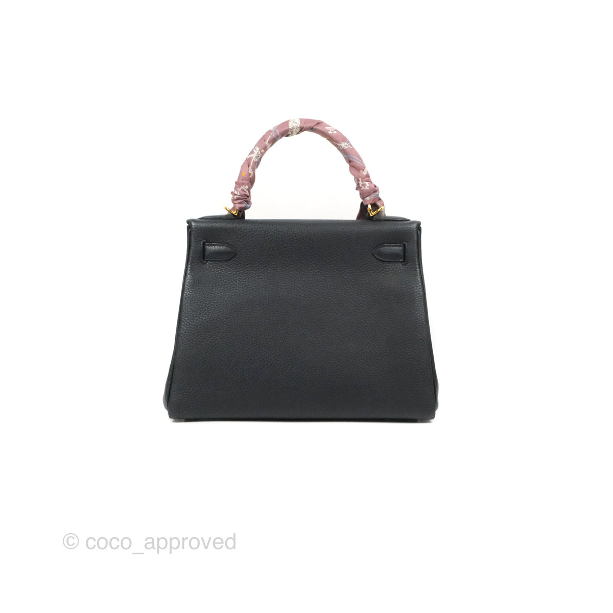 HERMÈS  BLACK RETOURNE KELLY 28CM OF TOGO LEATHER WITH GOLD