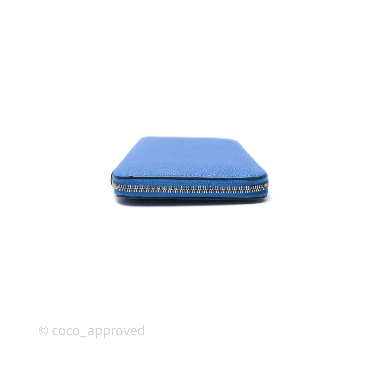Portefeuille Rond HERMES Silk'In En Cuir Epsom Bleu - Occasion état Correct (Fair+)