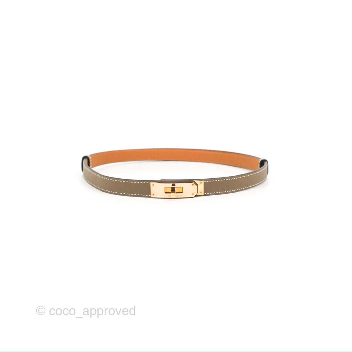 Hermès Kelly Buckle Belt Etoupe Epsom Rose Gold Hardware – Coco Approved  Studio