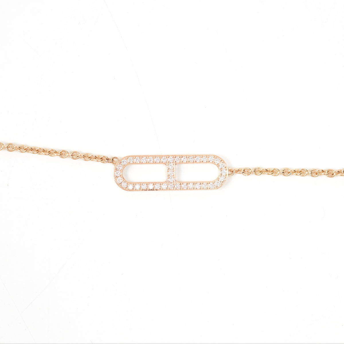 Collier Hermès Ancre Lariat Diamant 0,35 Ct - Or Blanc 18K - Très Bon état