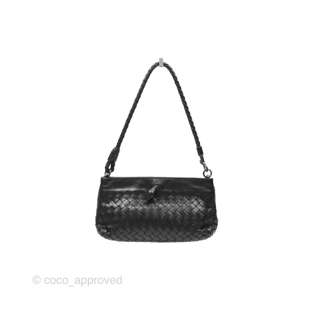 Bottega Veneta Mini Shoulder Bag Black Intrecciato Leather