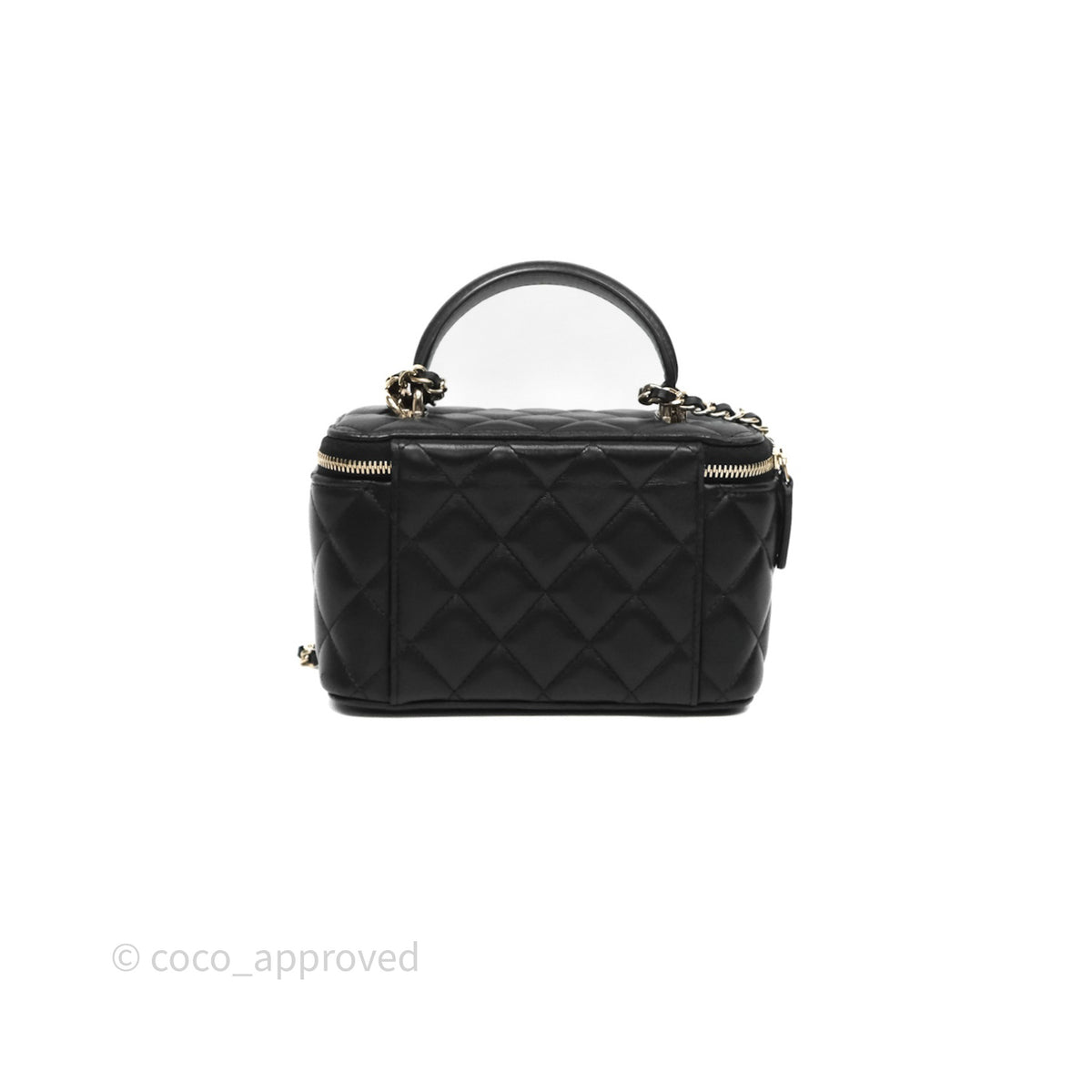 Chanel Vanity Rectangular Top Handle Black Lambskin Light Gold