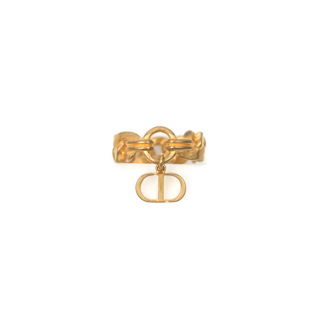 Christian Dior Chain Drop CD Logo Ring Size M