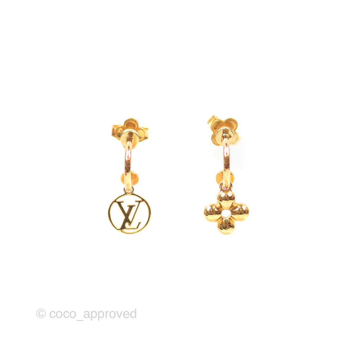 Louis Vuitton Blooming Earrings Gold Tone Coco Approved Studio