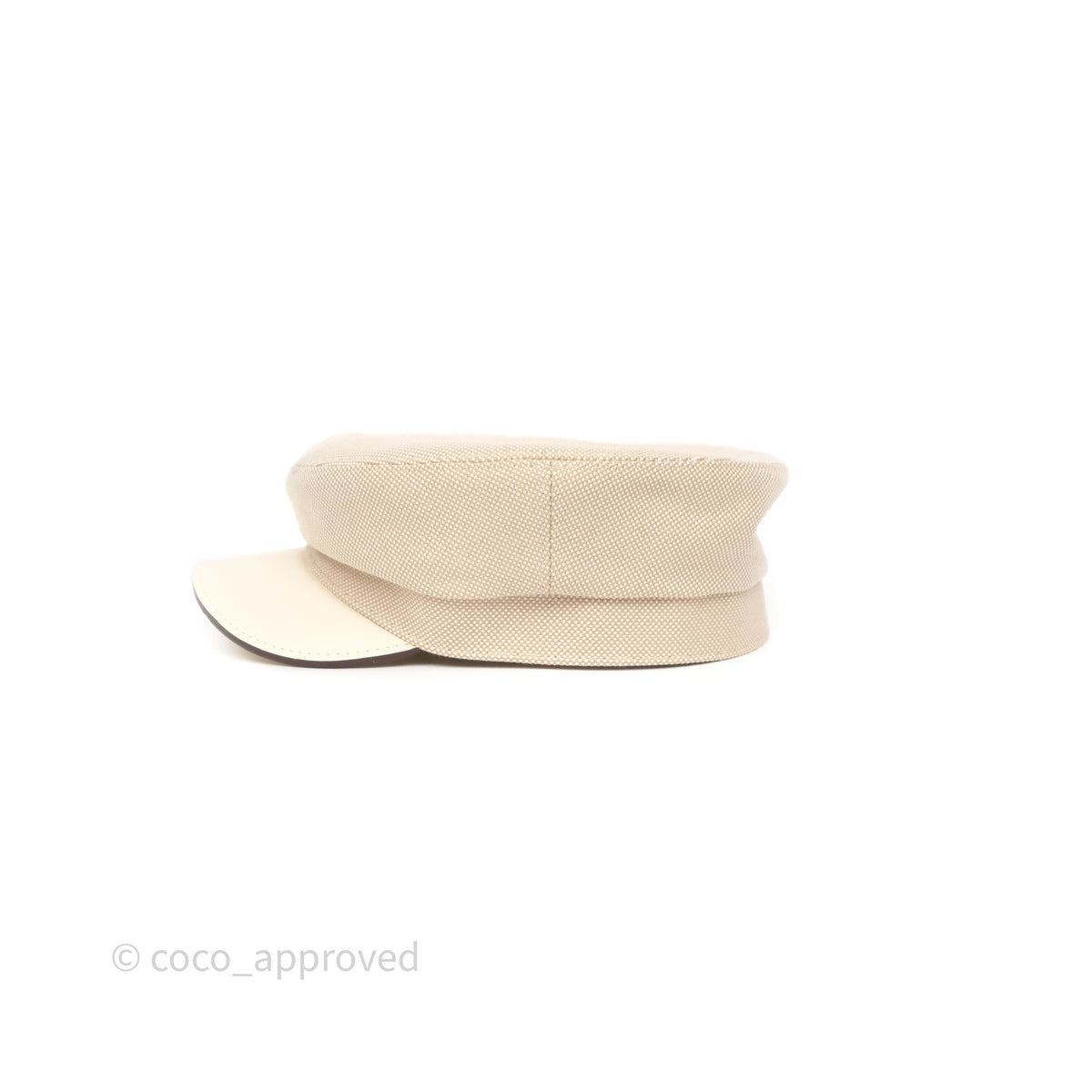 Casquette Hermès Deauville Neuve - Taille 57, Marron Désert, Cuir Et Lin, étiquette Présente