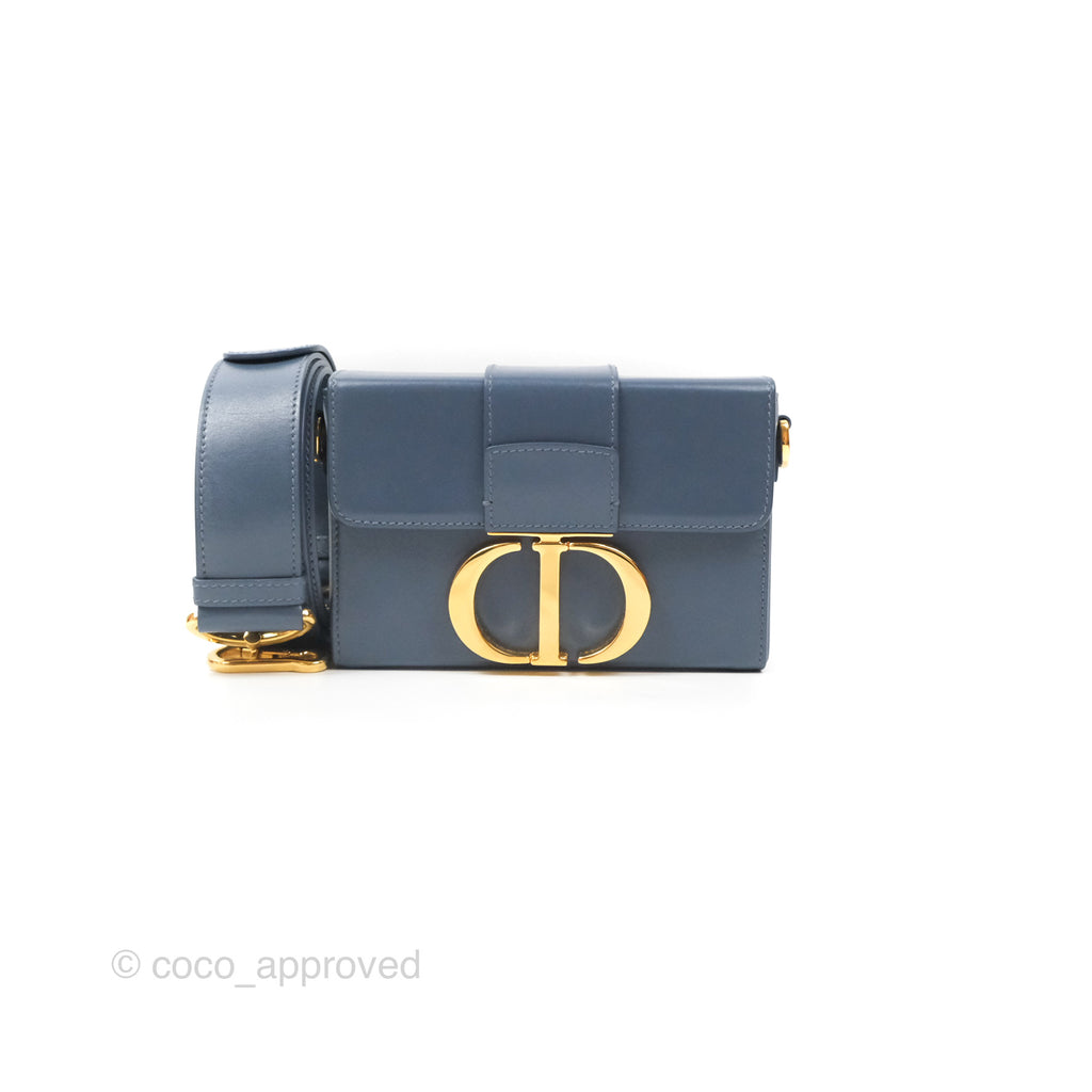 Christian Dior 30 Montaigne Box Bag Blue Calfskin