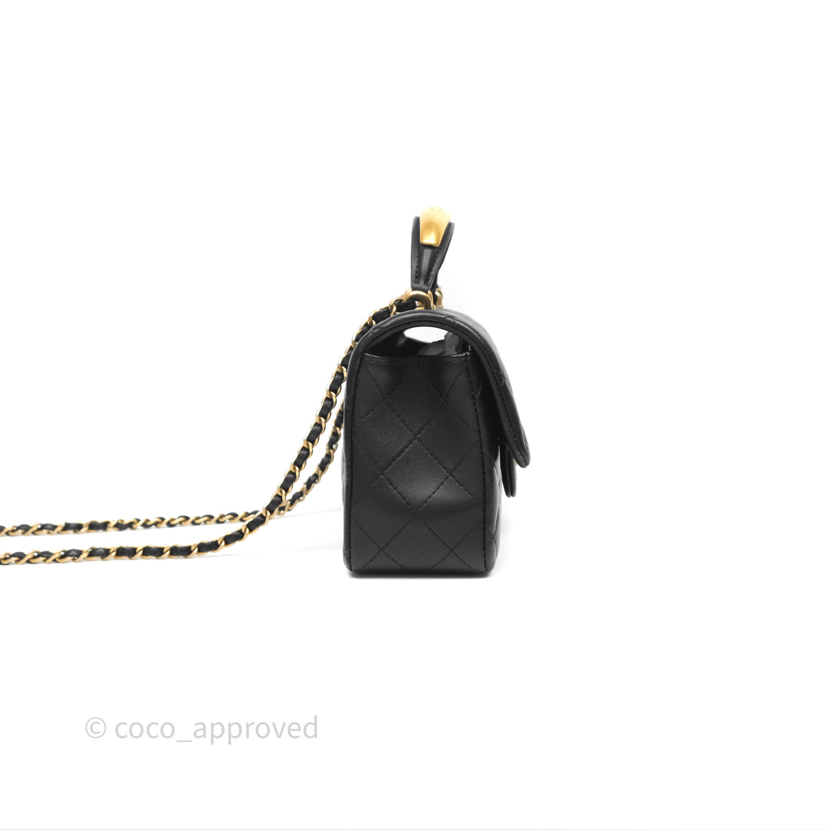 Chanel Metal Top Handle Mini Rectangular Flap Bag Black