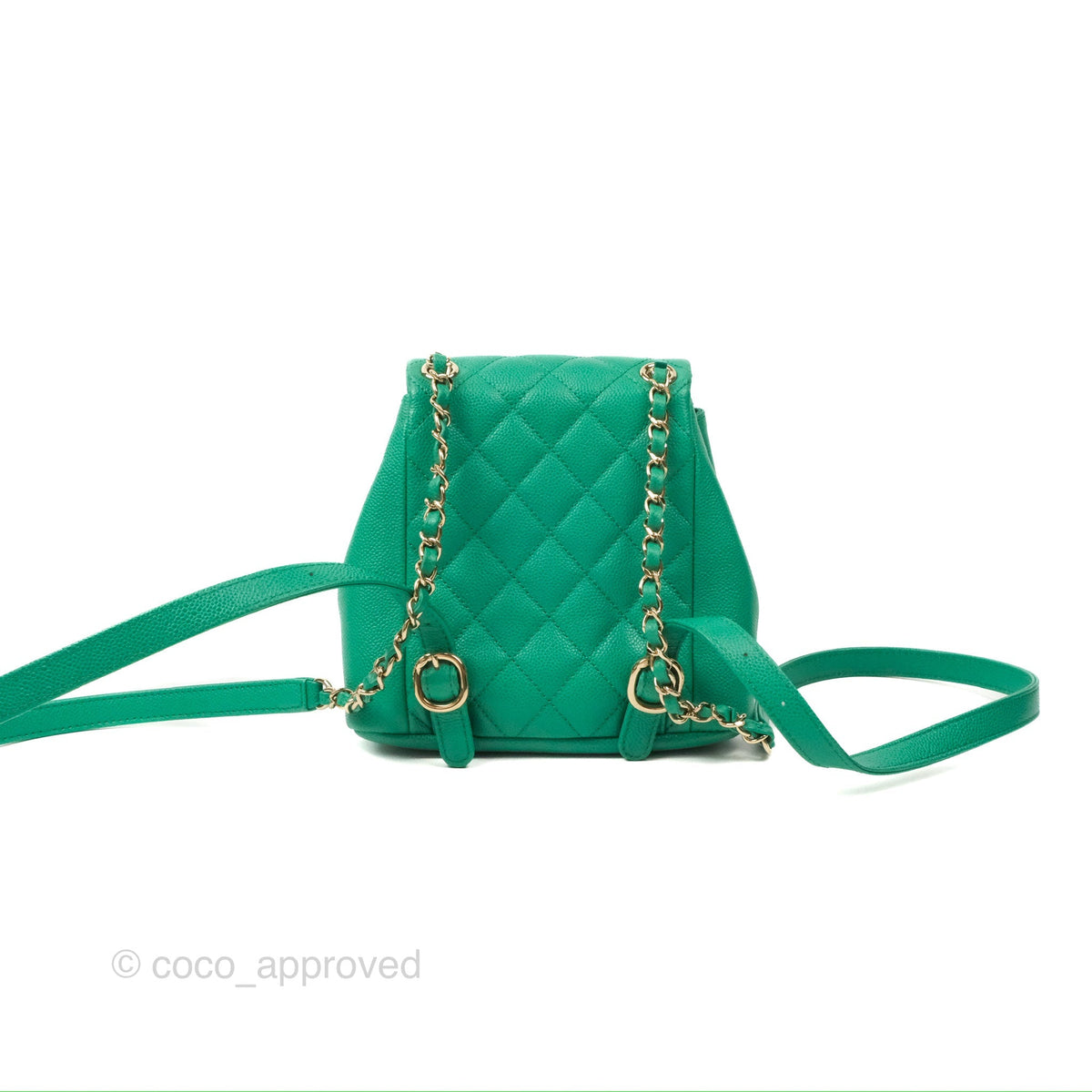 Chanel Duma Backpack Small Green Caviar Gold Hardware 23P Coco
