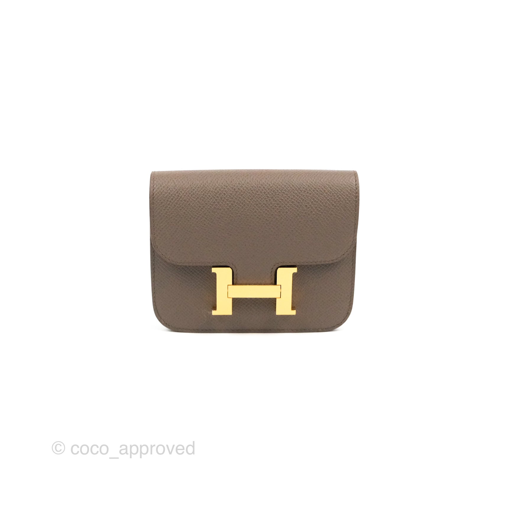 Hermès Constance Slim Wallet Etain Epsom Gold Hardware – Coco