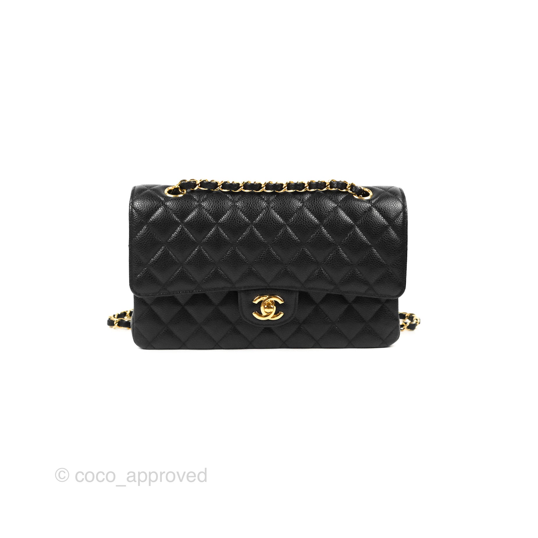 Chanel Classic Double Flap Quilted Caviar Gold-tone Medium Black in Caviar  with Gold Tone - US