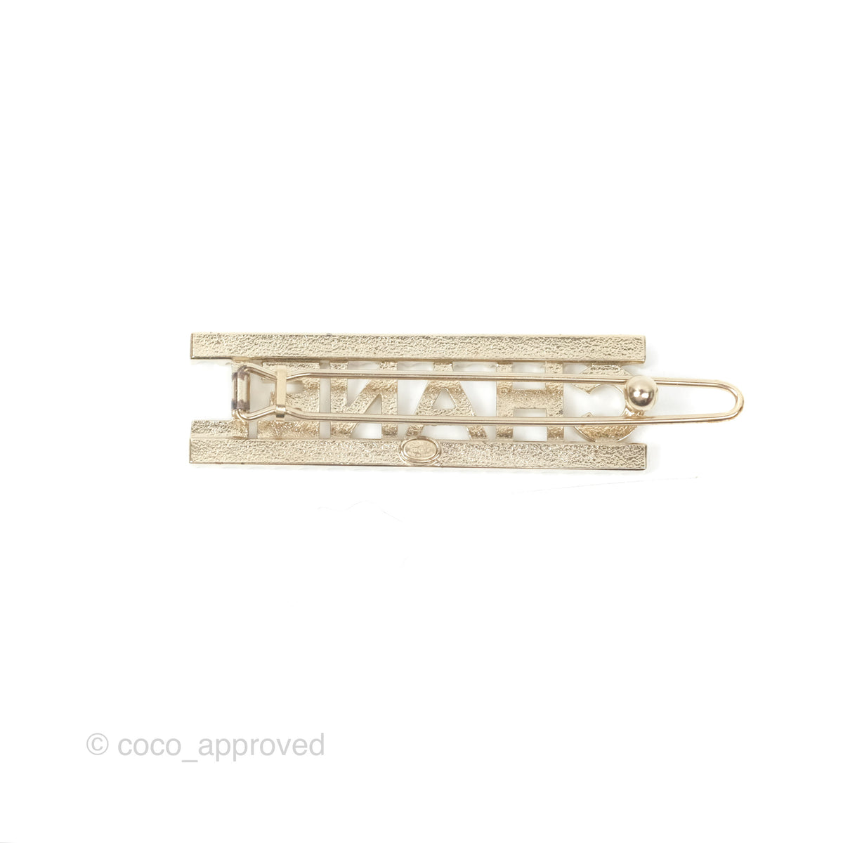Chanel I.n.s.p.i.r.e.d. Gold Crystal Hair Clip New in package!So cute & classy!! Chanel Crystal Logo Hair Claw Gold Tone 22P – Coco Approved  main image 4