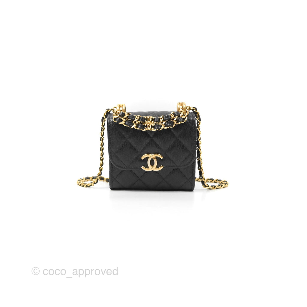 Chanel Coco First Mini Clutch On Chain Black Caviar Gold Hardware 22K