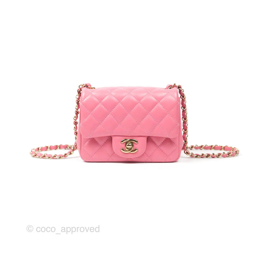 Chanel Quilted Mini Square Lambskin Pink Gold Hardware