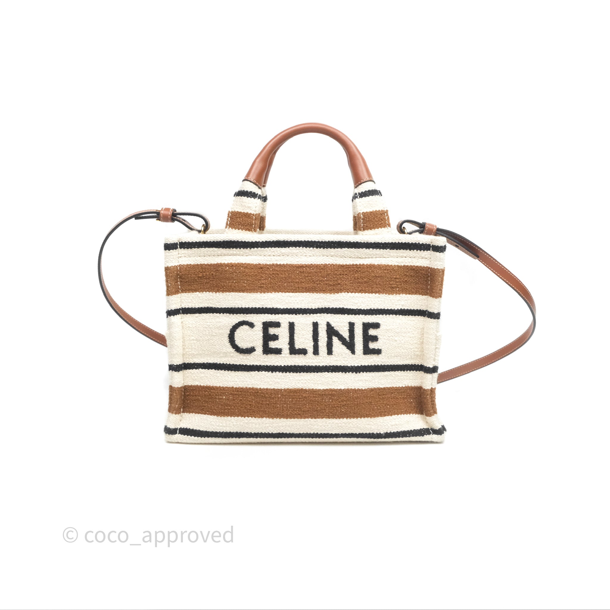 関税込 CELINE SMALL CABAS THAIS IN STRIPED TEXTILE CALFSKIN Women's Small cabas Thais in striped textile | CELINE | 24S