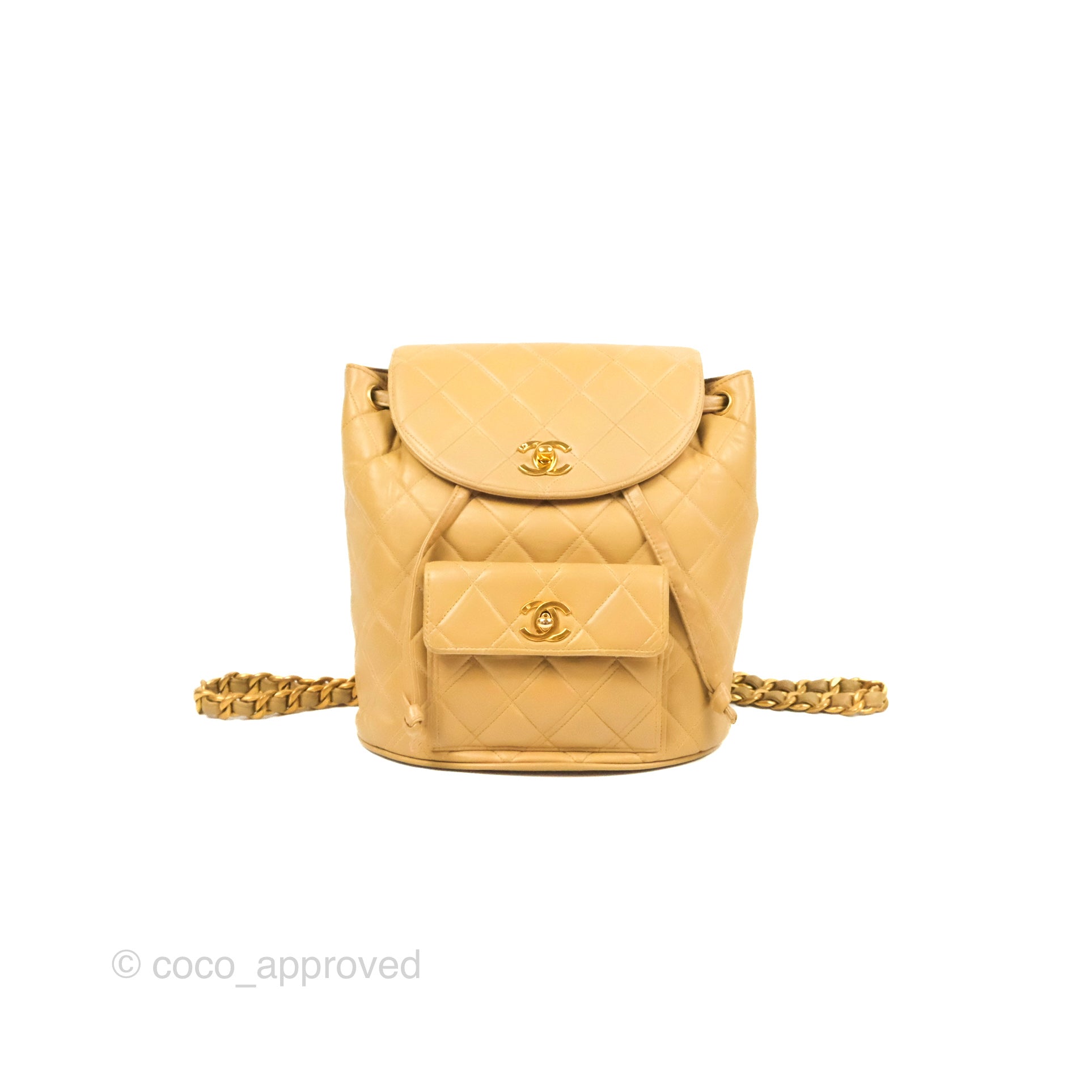 Chanel Vintage CC Duma Backpack Beige Lambskin 24K Gold Hardware – Coco Approved Studio