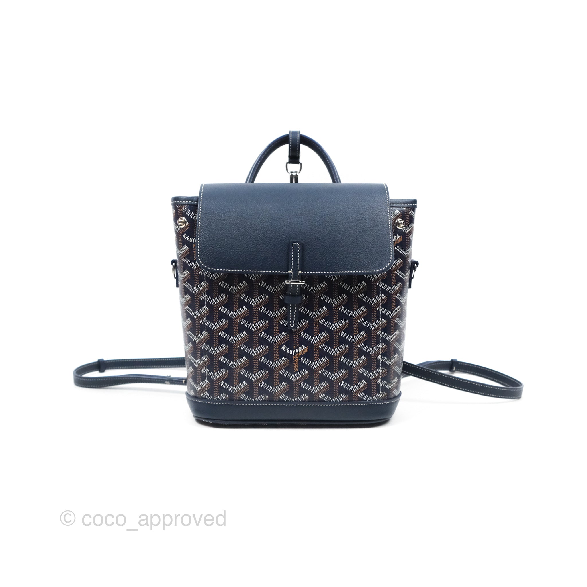 goyard alpin backpack mini Goyard Mini Alpin Backpack Navy Blue Goyardine Calfskin – Coco Approved Studio