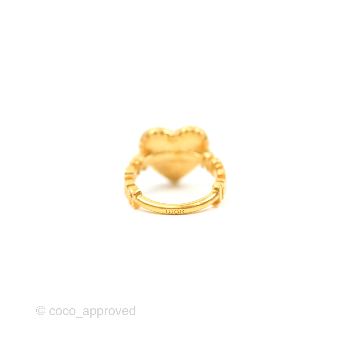 Christian Dior J'adior Crystal Star Heart Ring Matte Gold Tone