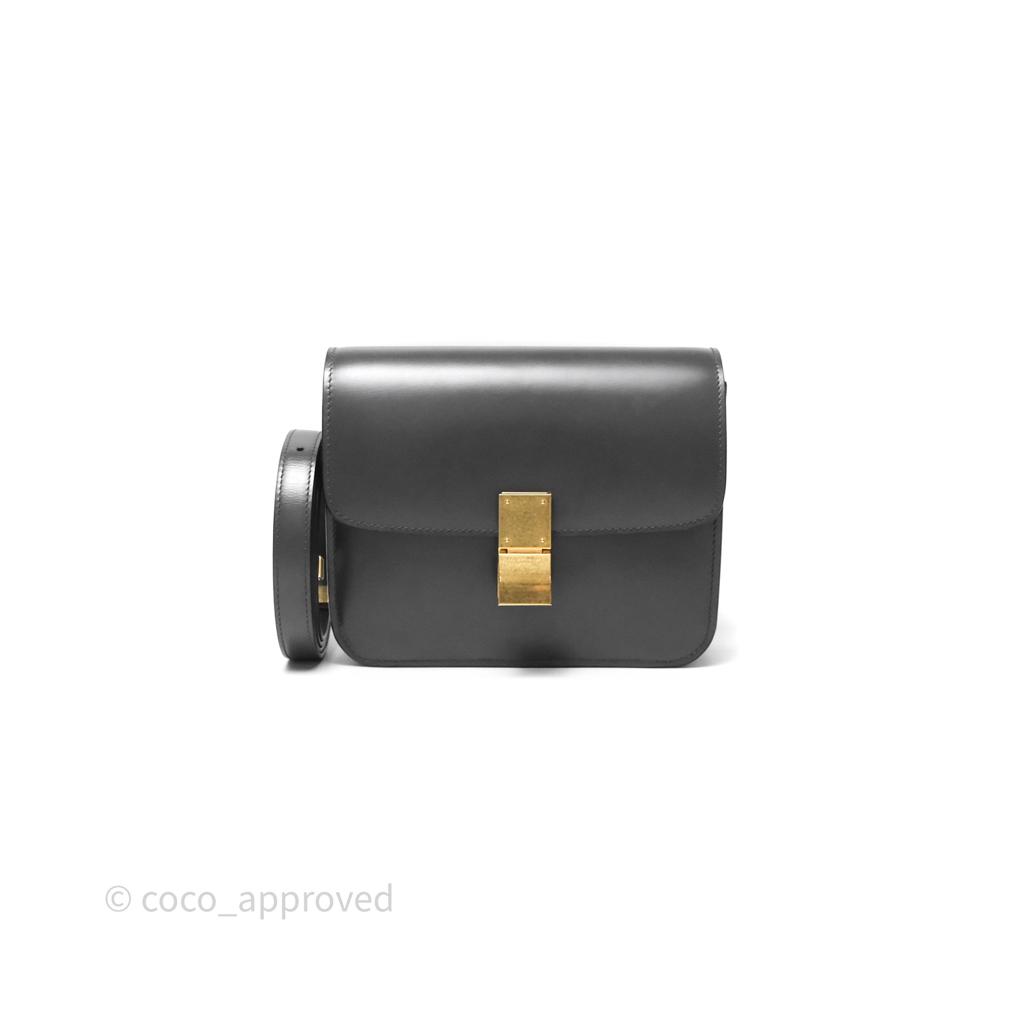 CELINE セリーヌ★teen box★ティーンボックス【ランク:A】 Celine Teen Classic Box Flap Dark Grey Box Calfskin – Coco