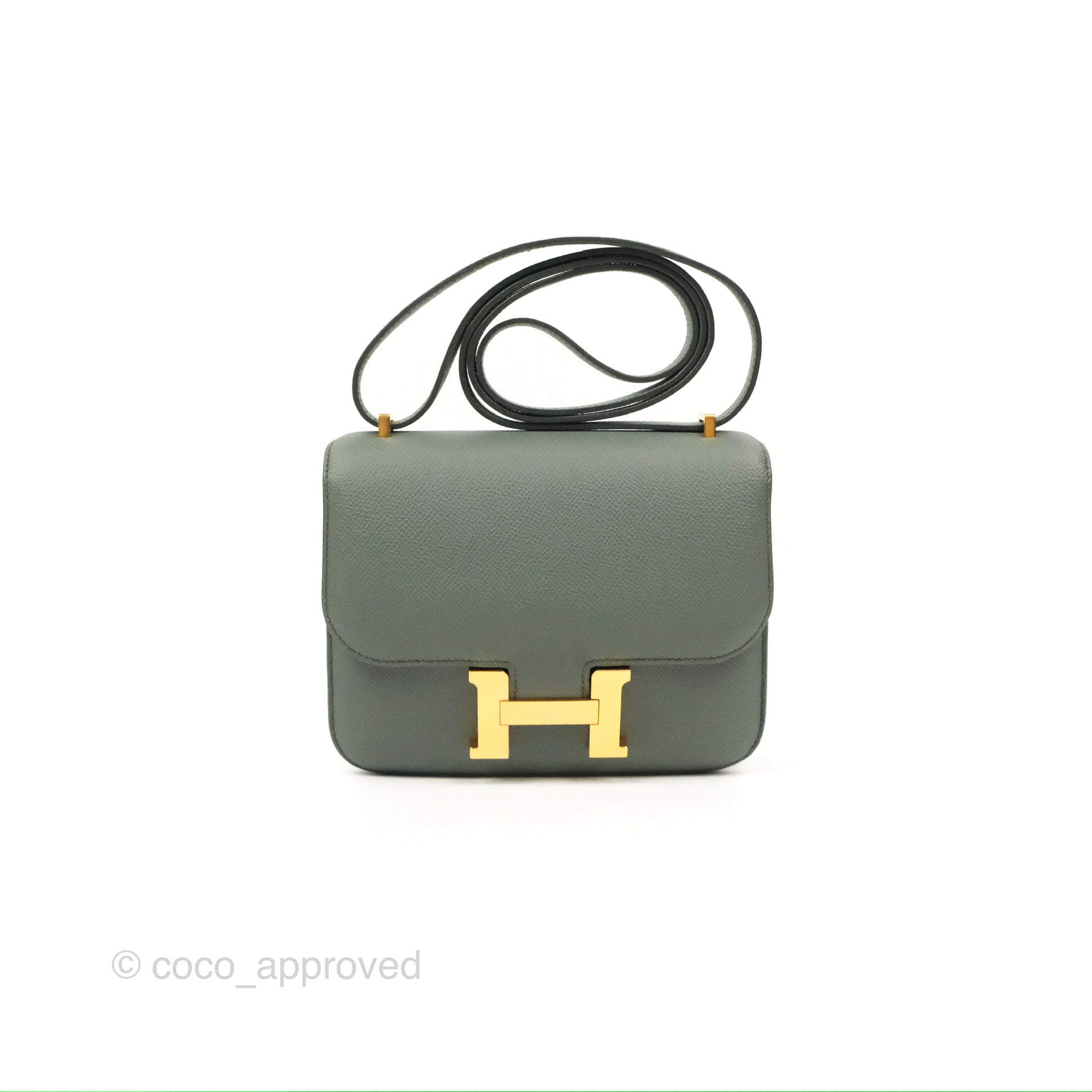 Hermes Constance mini Vert criquet Epsom leather Gold hardware