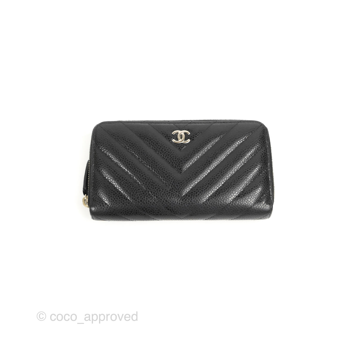 Chanel Black Quilted Caviar Zipped Coin Purse