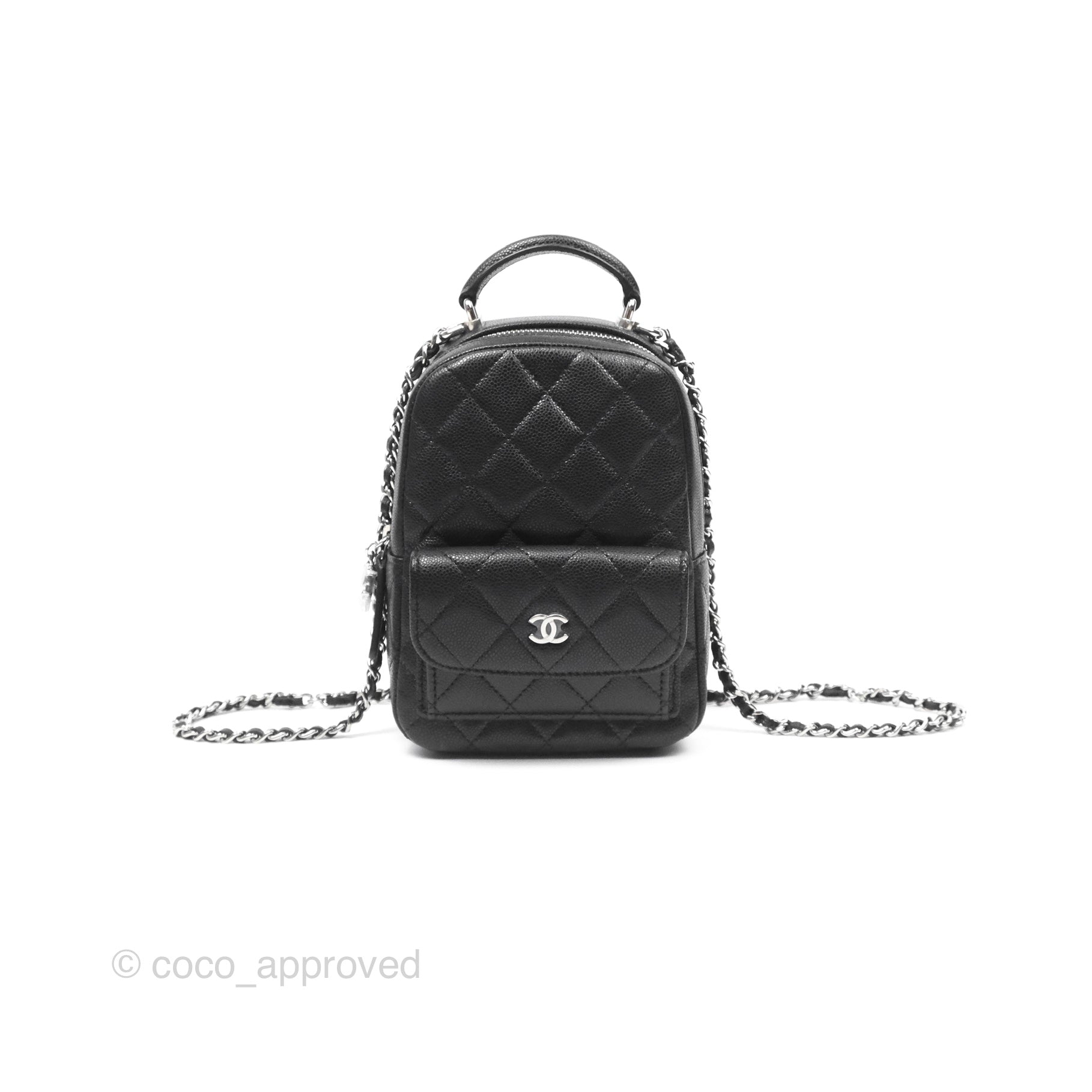 Chanel Classic Mini Backpack Black Caviar Silver Hardware