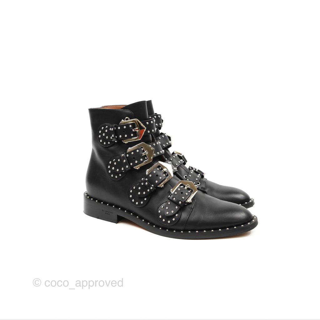 Givenchy Studded Buckle Ankle Boots Black Size 37