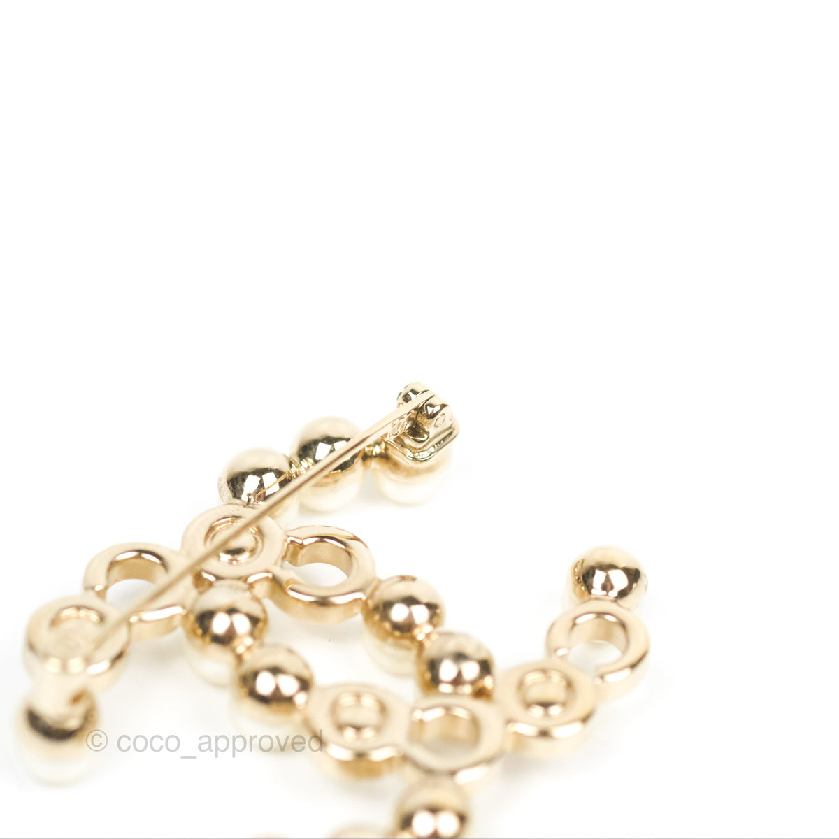 CHANEL 18B plastic Perfume Case Bottle Brooch Pearl COCO Mark Brooch Black White