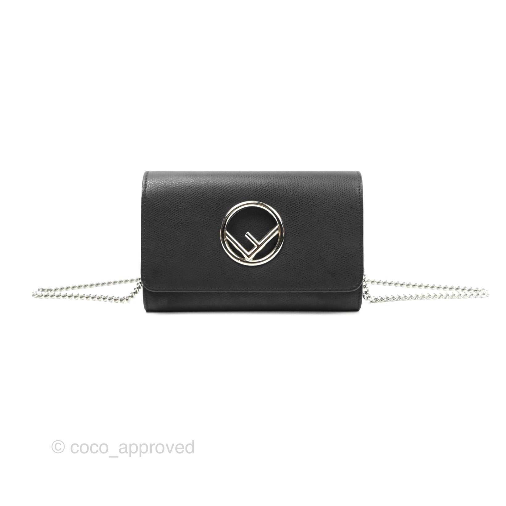 Fendi Kan I Wallet on Chain Black Silver Hardware – Coco Approved
