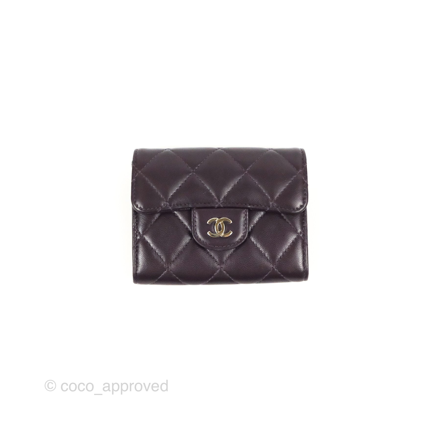 Chanel Black Quilted Lambskin Flap Coin Purse With Chain Gold