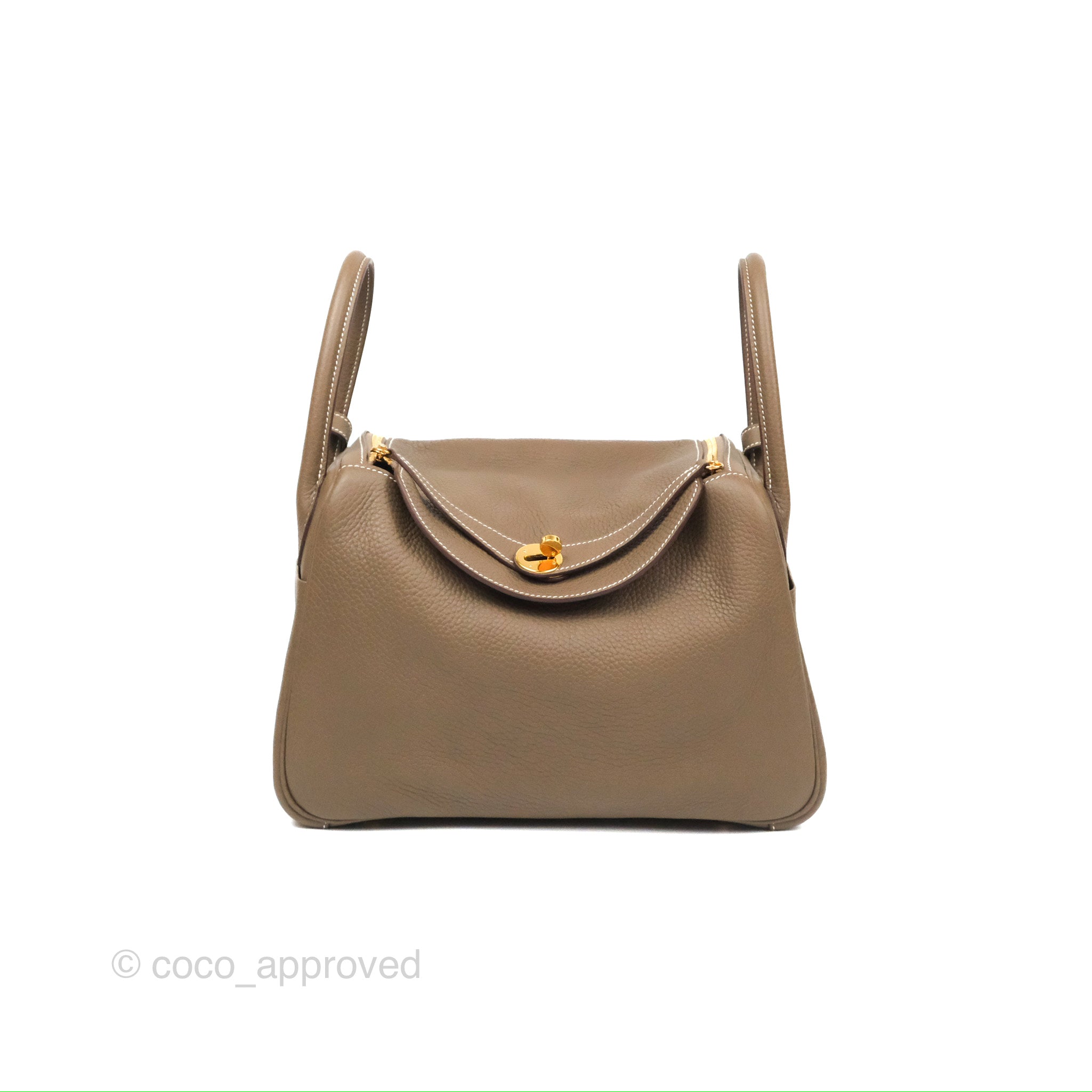 Hermes Lindy 30 Bag Coveted Etoupe Clemence Leather Palladium – Mightychic