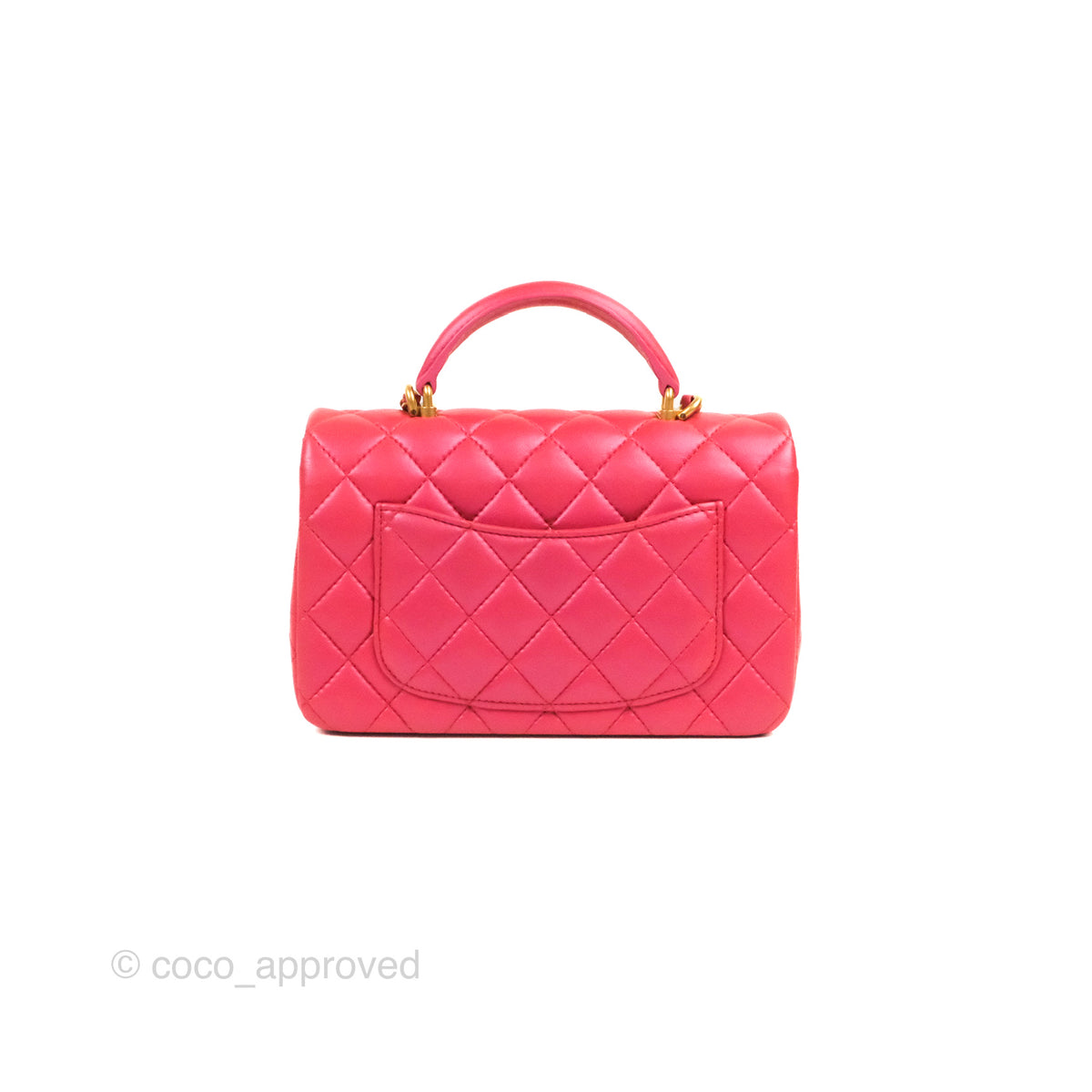 Chanel Black and Pink Lambskin Rectangular Mini Flap Bag Top