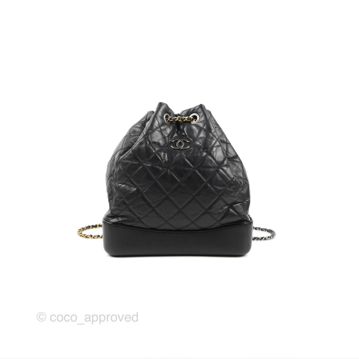 Chanel Medium Gabrielle Backpack Black Aged Calfskin Coco Approved Studio