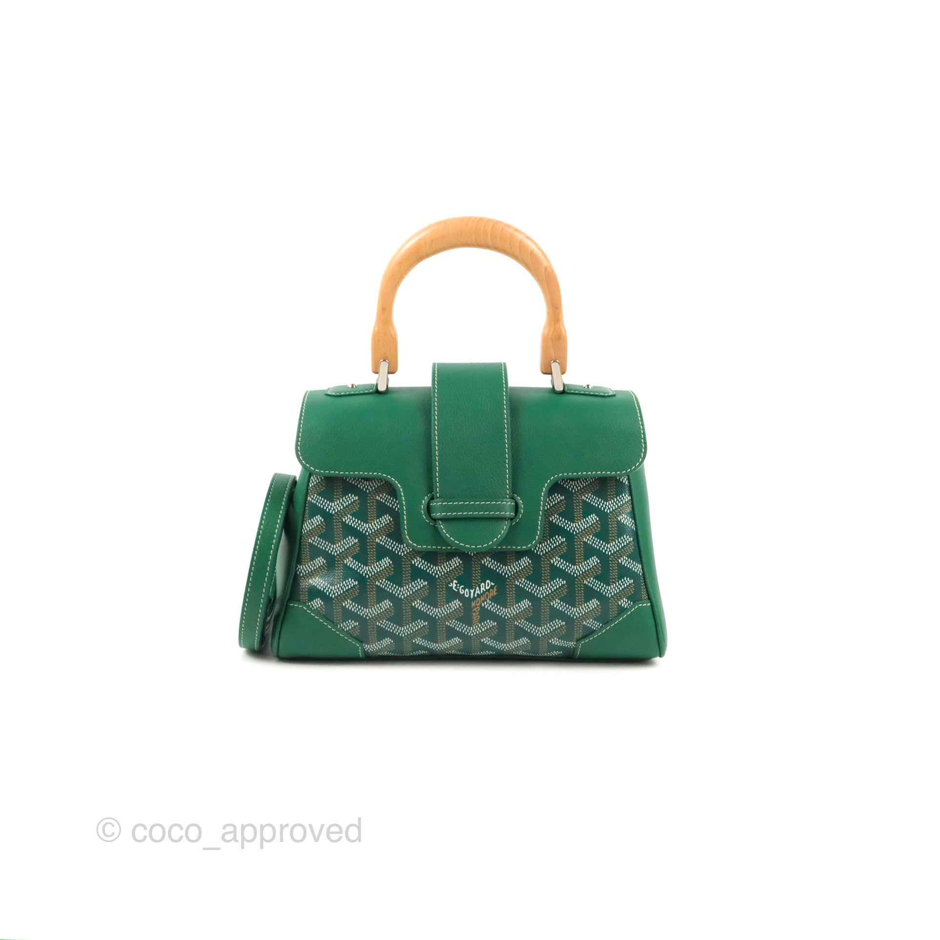 Goyard Green Chevron Print Coated Canvas Saigon Mini Bag - Yoogi's Closet