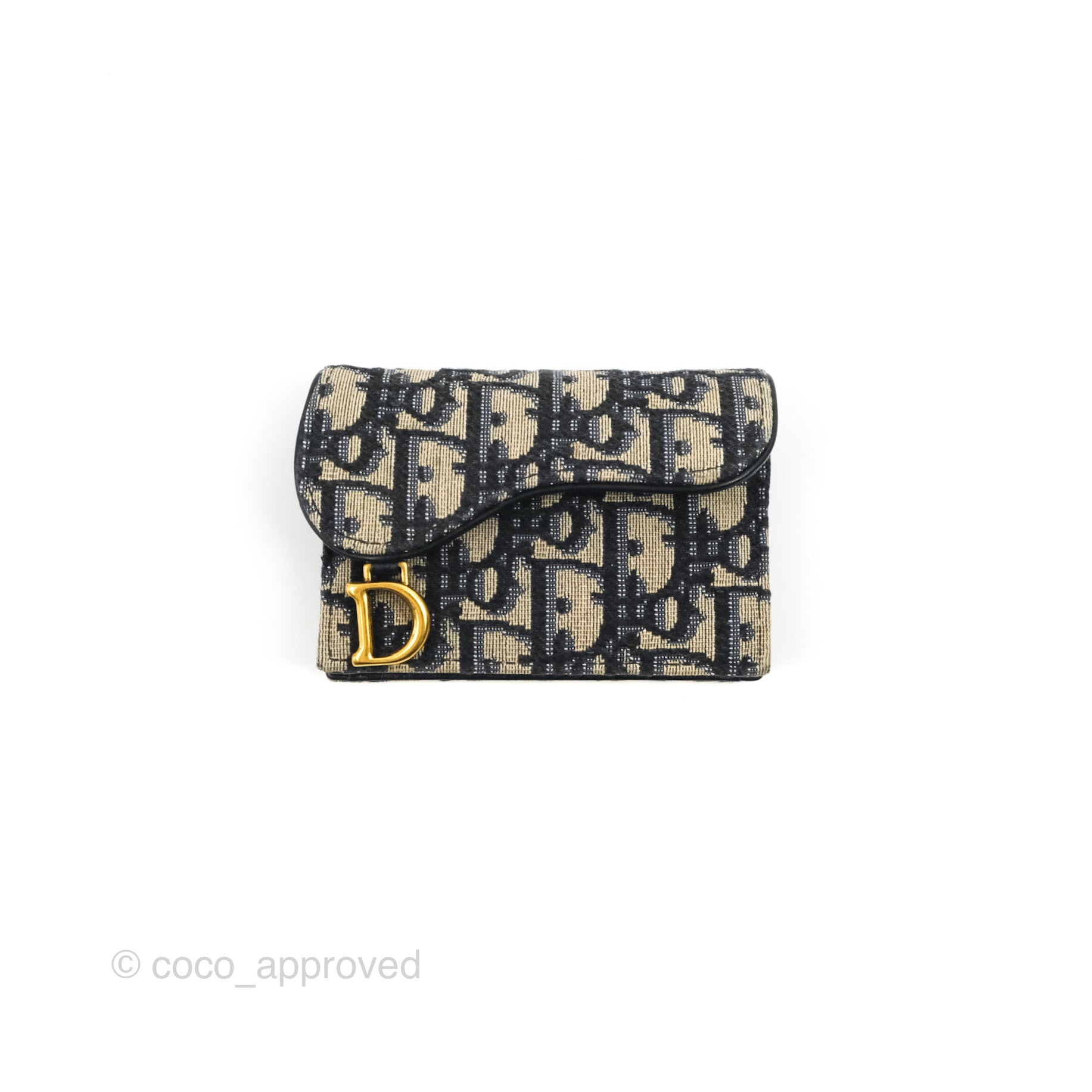 Saddle Flap Card Holder Blue Dior Oblique Jacquard