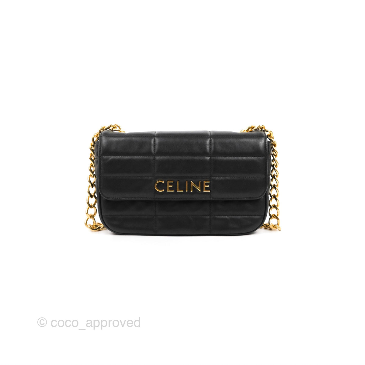 COIN & CARD POUCH MATELASSE MONOCHROME CELINE IN QUILTED GOATSKIN