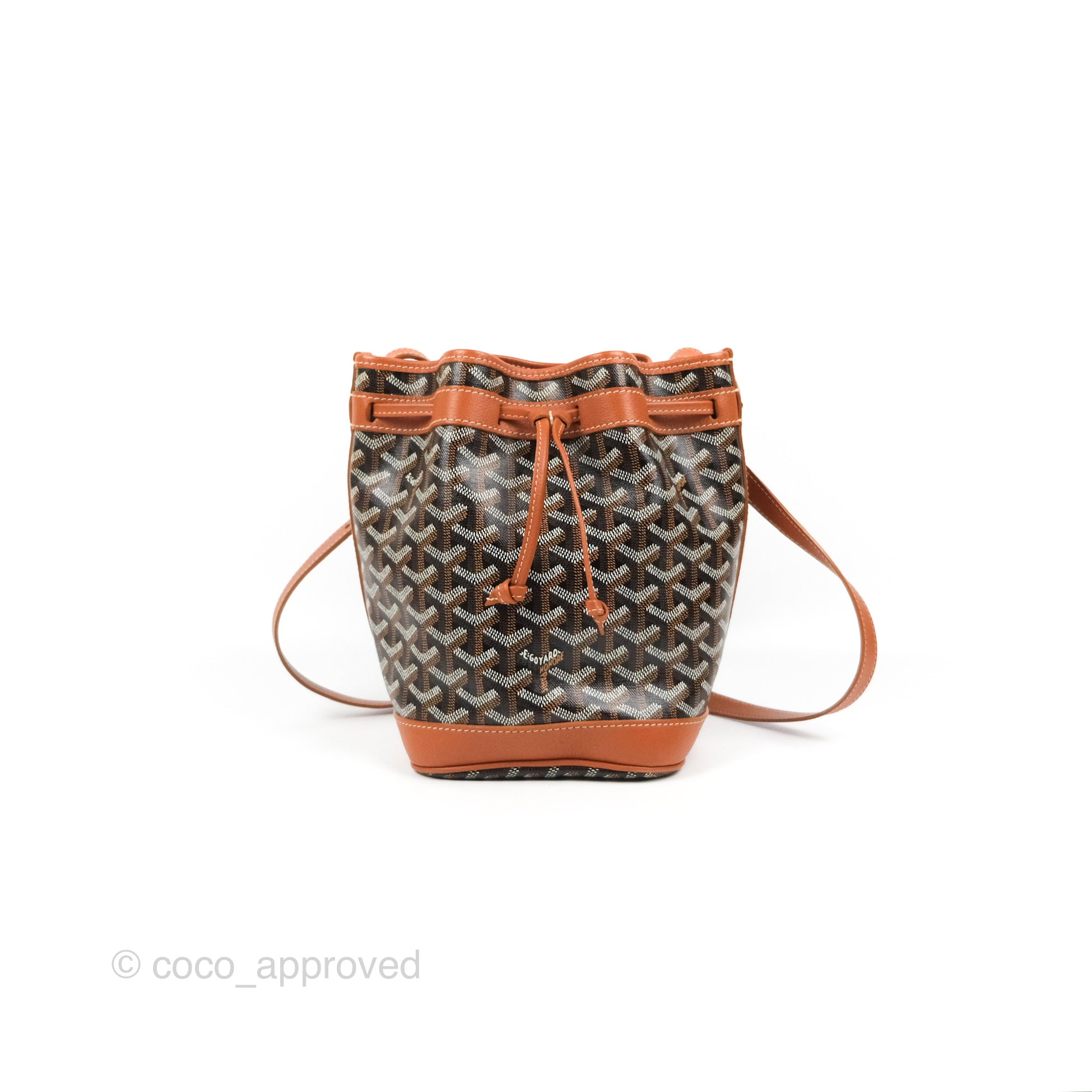Goyard NEW Orange Goyardine Petit Flot PM Bucket Crossbody Bag For