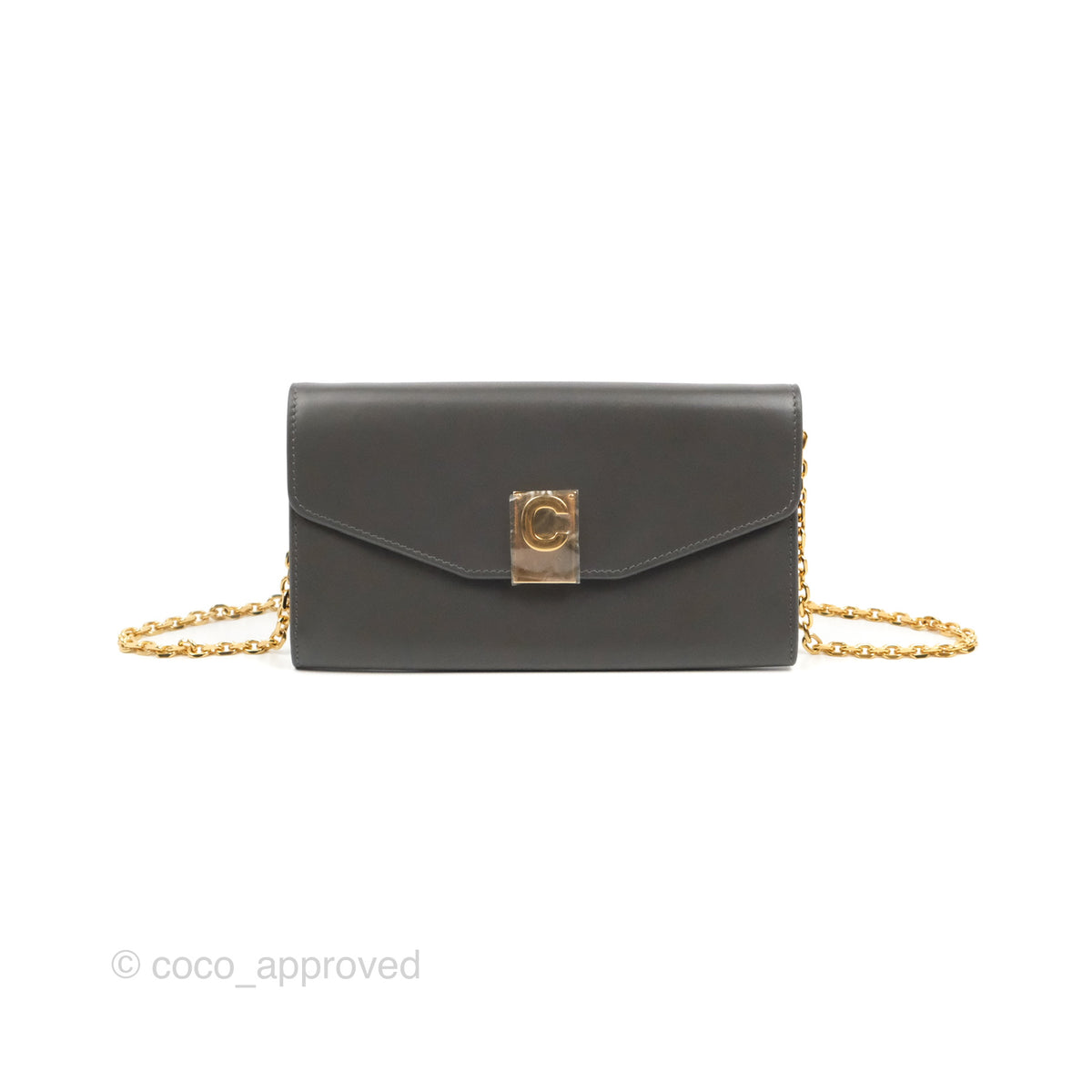 Celine C Wallet On Chain In Smooth Calfskin in Black