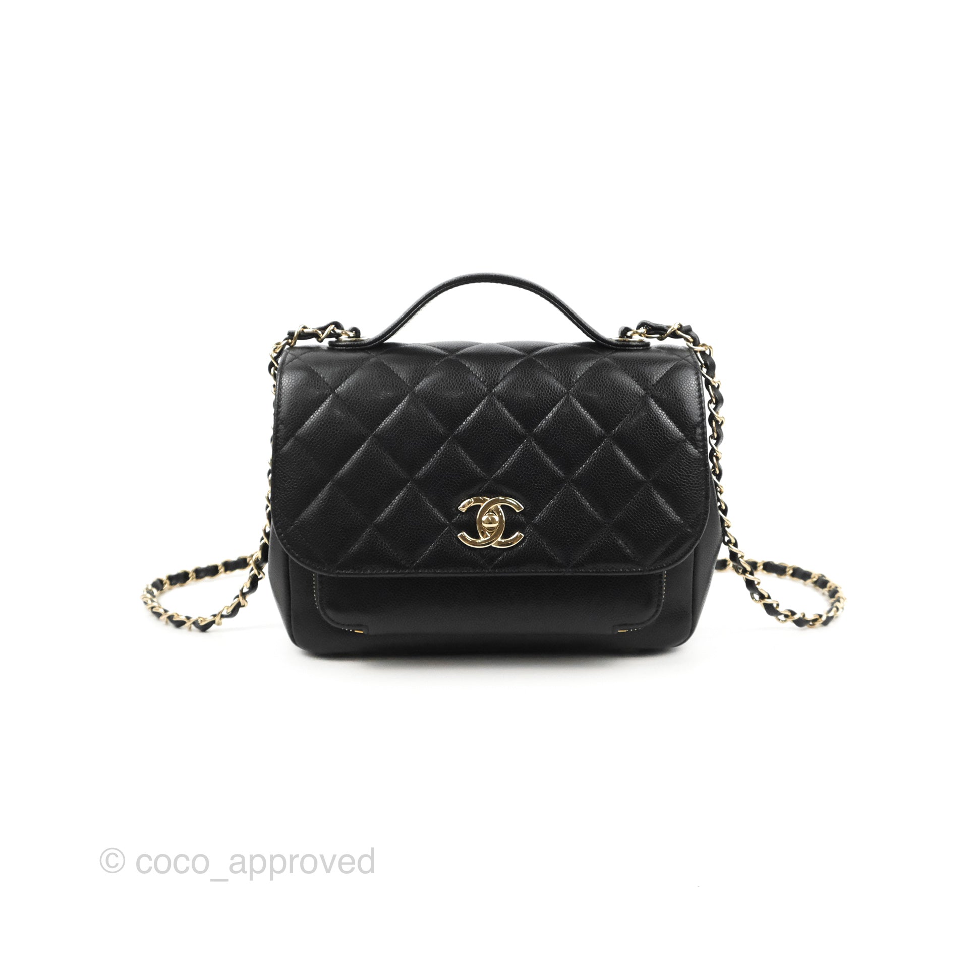 CHANEL Business Affinity Medium Flap Caviar Quilted Shoulder Bag Black