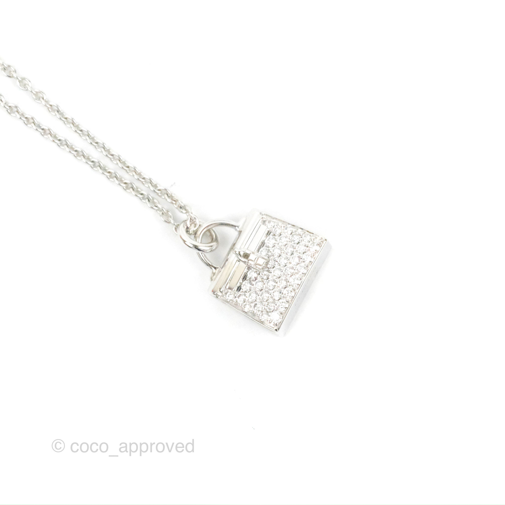 Hermès Kelly Amulettes Diamonds Pendant Necklace White Gold – Coco