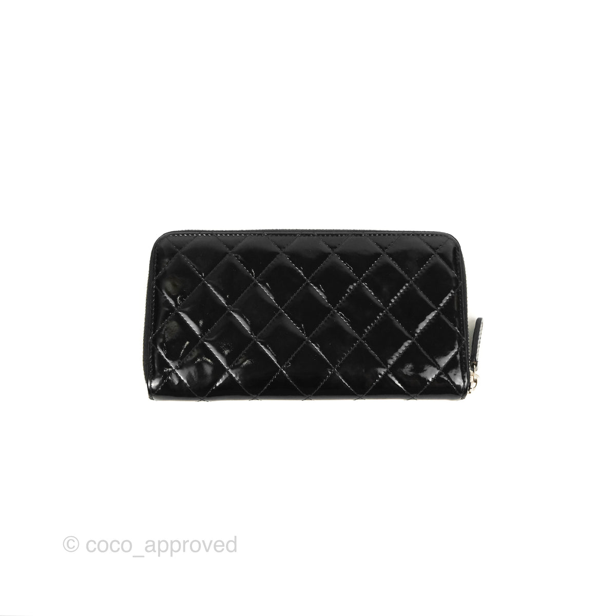 Black Leather Quilted Zippy Wallet