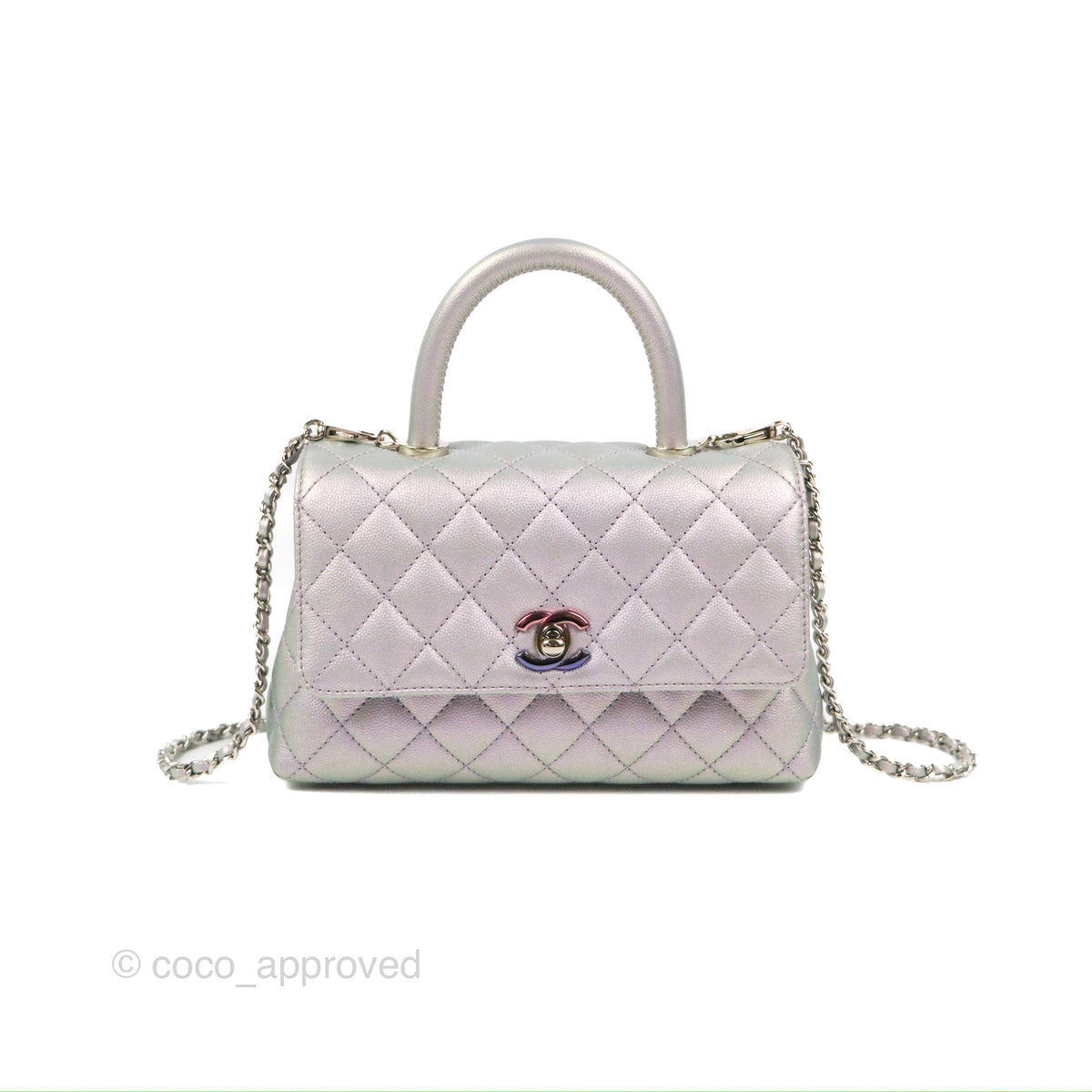 Chanel coco discount handle iridescent white